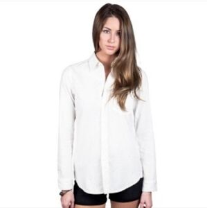 Mother Off White Button Down Shirt With Speckle Pattern Size Small